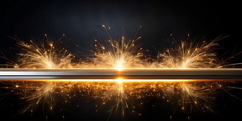 Industrial Metal Grinding Sparks on Dark Background, Abstract