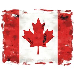 Grunge Canadian Flag With Maple Leaf And Distressed Texture Canada