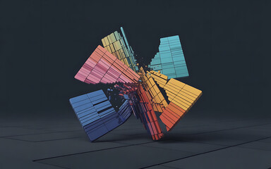 A colorful 3d geometric shape with multiple triangular faces