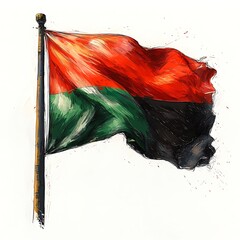 Pan African Flag Painted With Brush Strokes On White Background image photo