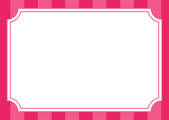 ビビッドピンクの縦縞ストライプ柄フレーム かわいいバレンタインのバナー枠