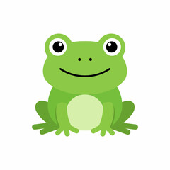 Flat vector illustration of a cute frog, clean flat design, simple shapes,
