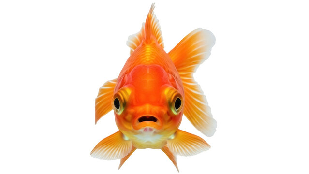 Isolated Goldfish Looking Straight at Camera for Aquariums or Pet Store Imagery