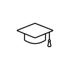 Graduation cap line icon black and white vector back to school education symbol