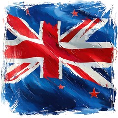 Union Jack flag painted with rough brush strokes and stars United Kingdom Britain