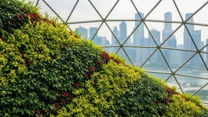Lush Greenery Dome Overlooking City Skyline