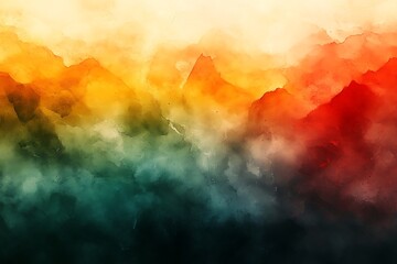Vibrant Watercolor Wash Abstract Background With Orange Green And Red Hues paint