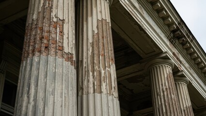 Crumbling Ancient Pillars Architectural Detail