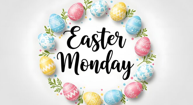 Easter monday celebration with colorful eggs