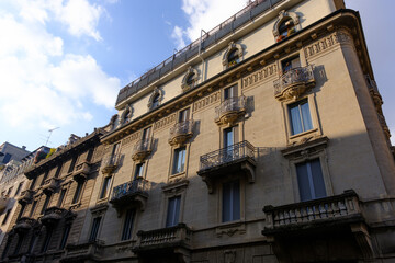 Obraz premium Residential buildings along via Piero della Francesca in Milan, Italy