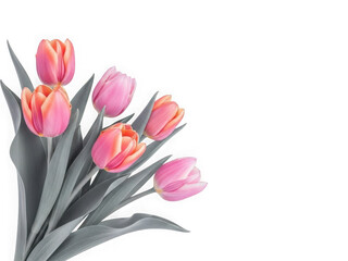 Naklejka premium Vibrant pink tulips against a clean white background