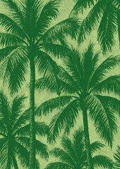Fototapeta premium Tropical palm tree pattern illustration.