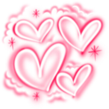 Airbrush Grainy Valentine day Vintage love background design hand drawn style, blurry grain suitable for t-shirt and apply your lettering name, isolated on white background Y2k and bootleg scene.