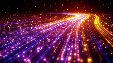 Abstract digital art featuring flowing lines of light, glowing across a dark background