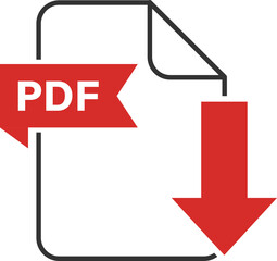 PDF icon with red ribbon download arrow