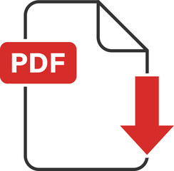 PDF download symbol with red angled ribbon