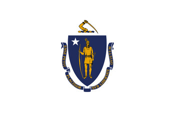 Massachusetts state flag with native figure