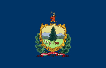 Vermont state flag with forest landscape