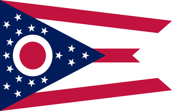 Ohio state flag with swallowtail and circle