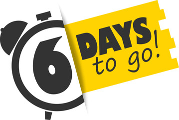 6 days to go countdown icon in flat style