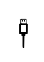 Solid illustration of a USB cable connector, digital connection technology concept