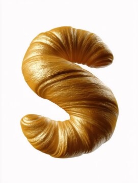 3d rendering of a croissant in the shape of a letter "s". the croissants are golden brown in color and appear to be freshly baked. they are curled and have a soft, fluffy texture.