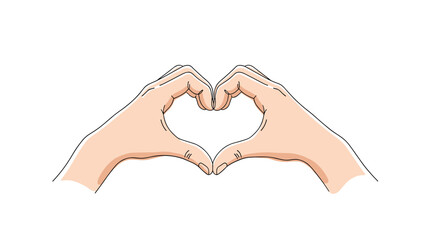 Obraz premium A clean and simple illustration of two hands coming together to form the shape of a heart, symbolizing love and affection.