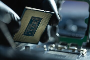 PC computer chip on the motherboard or circuit plate