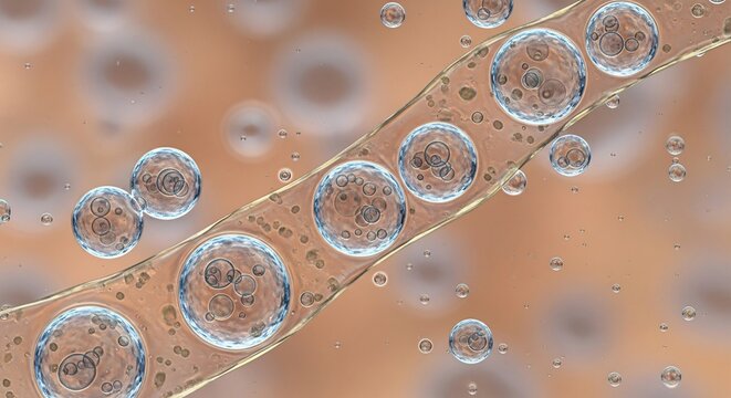 microscopic view of cells replicating and growing in a biological filament