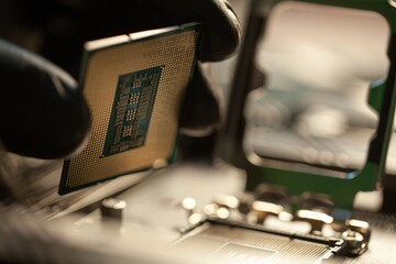 PC computer chip on the motherboard or circuit plate