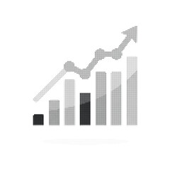 Fototapeta premium Monochromatic Bar Chart with Upward Trend Line Vector Icon