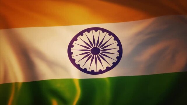 Waving Indian Flag Closeup National Symbol of India