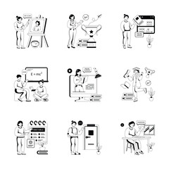 Take your hands on this amazing education and elearning glyph style illustrations of