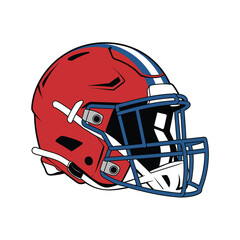 Fototapeta premium A vibrant red and blue american football helmet illustration