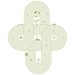 Green Sustainable Development and Renewable Energy Concept Illustration with Eco Icons