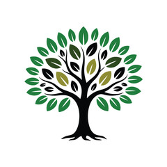 Fototapeta premium Stylized tree illustration with colorful leaves and dark branches