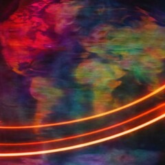 Vibrant abstract world map illustration.