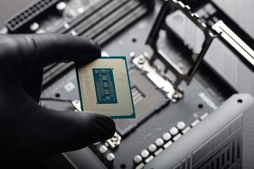 PC computer chip on the motherboard or circuit plate