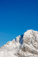 Pic de la Dent d Oche sous ciel bleu intense &ndash; Bernex, Haute‑Savoie, France