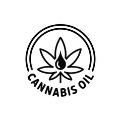Cannabis oil logo with a leaf and a drop of oil in a circle