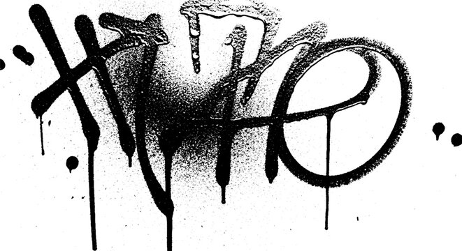 Graffiti art spray painted tag with drips and splatters.