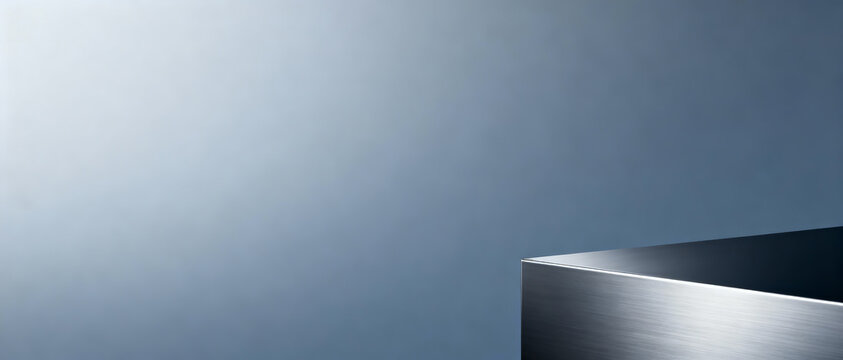 Close-up of sharp aluminum cube corner with pronounced horizontal machining texture.
