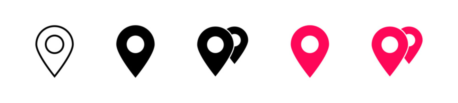 Location icon set, Map pin place marker. location pointer icon symbol in flat style. Red Location pin icon, Navigation sign