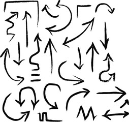 Fototapeta premium Collection of hand drawn arrows pointing in various directions