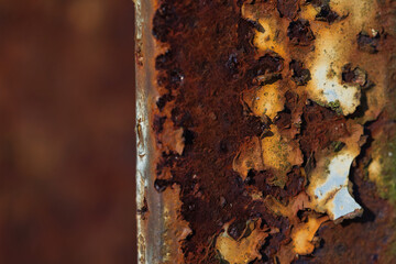 Fototapeta premium Close-Up Rusty Metal Fence Bars Texture in Brown Tones