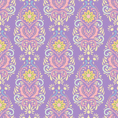 Fototapeta premium Lavender Pastel Folk Damask Floral Ornament