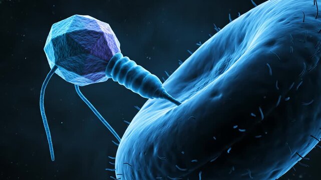 Bacteriophage Infecting Bacterial Cell.