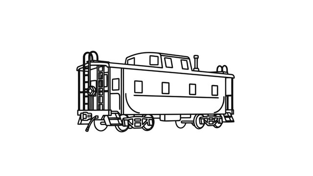 Vintage train caboose illustration