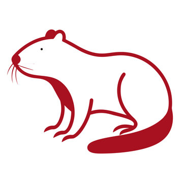 Simple nutria illustration with a thin outline, vector art.