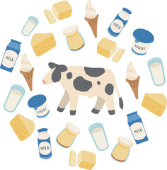 牛と乳製品のアイキャッチイラスト